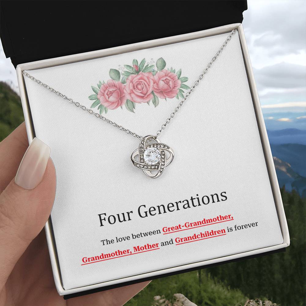 Four Generations Necklace Gift for Grandma and Family