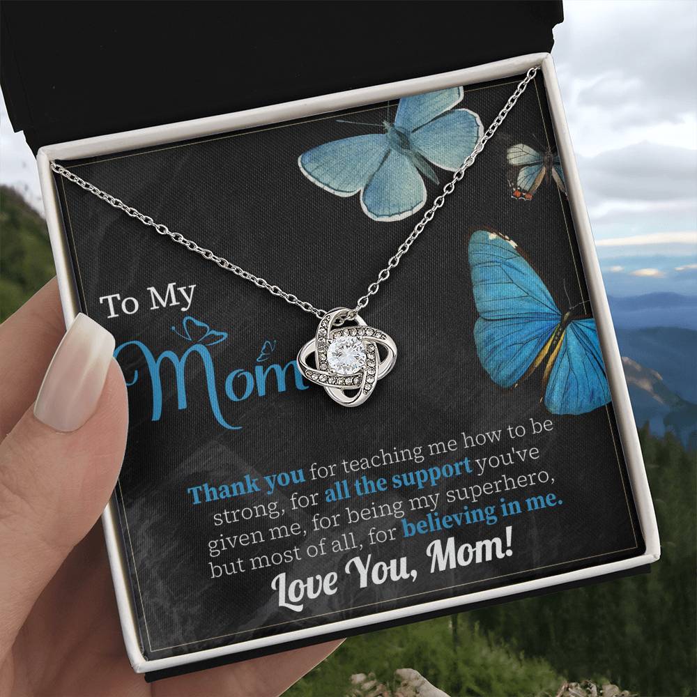 Thank You Mom Necklace – Gift for Believing in Me with Butterfly Card