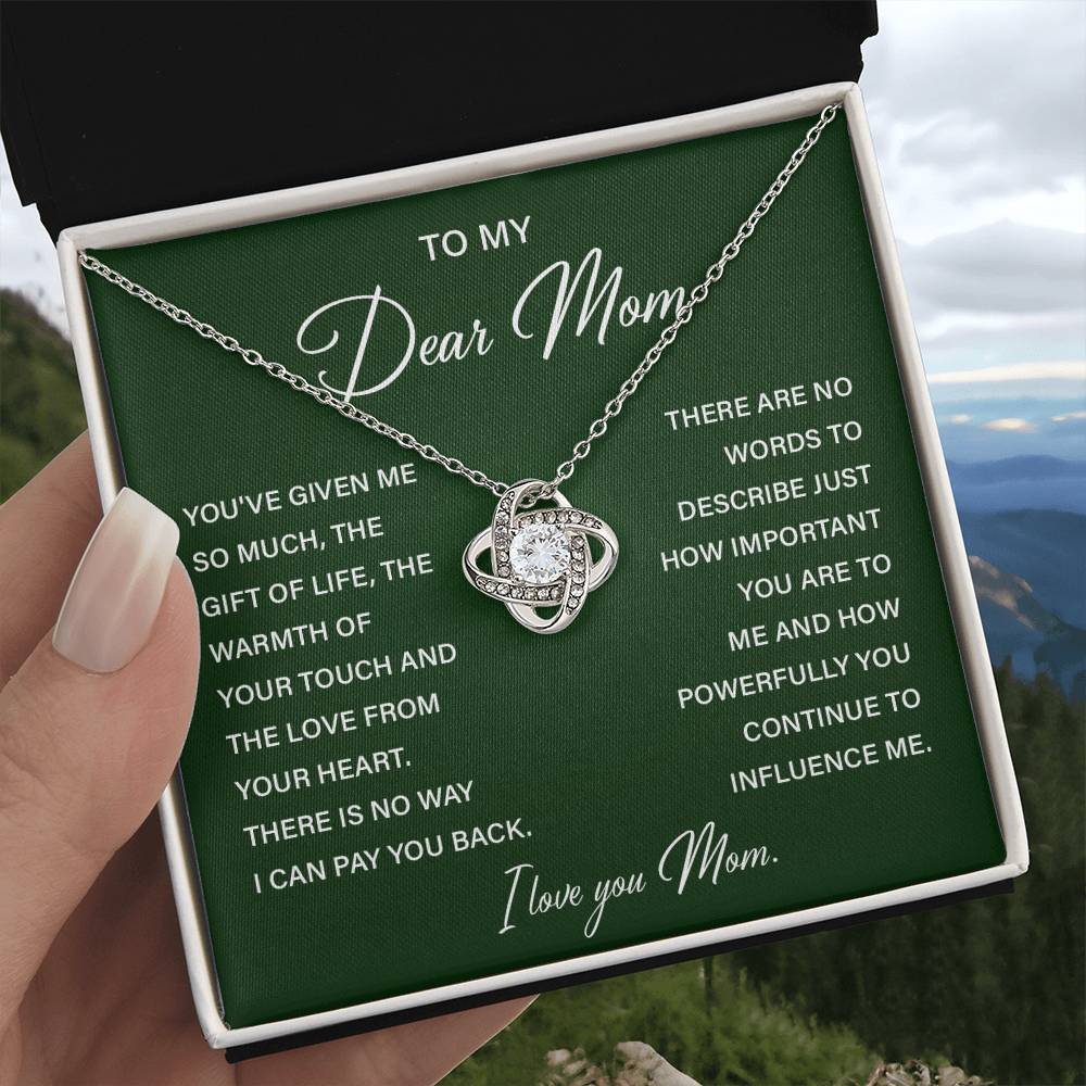 I Love You Mom Necklace with Emotional Gift Note