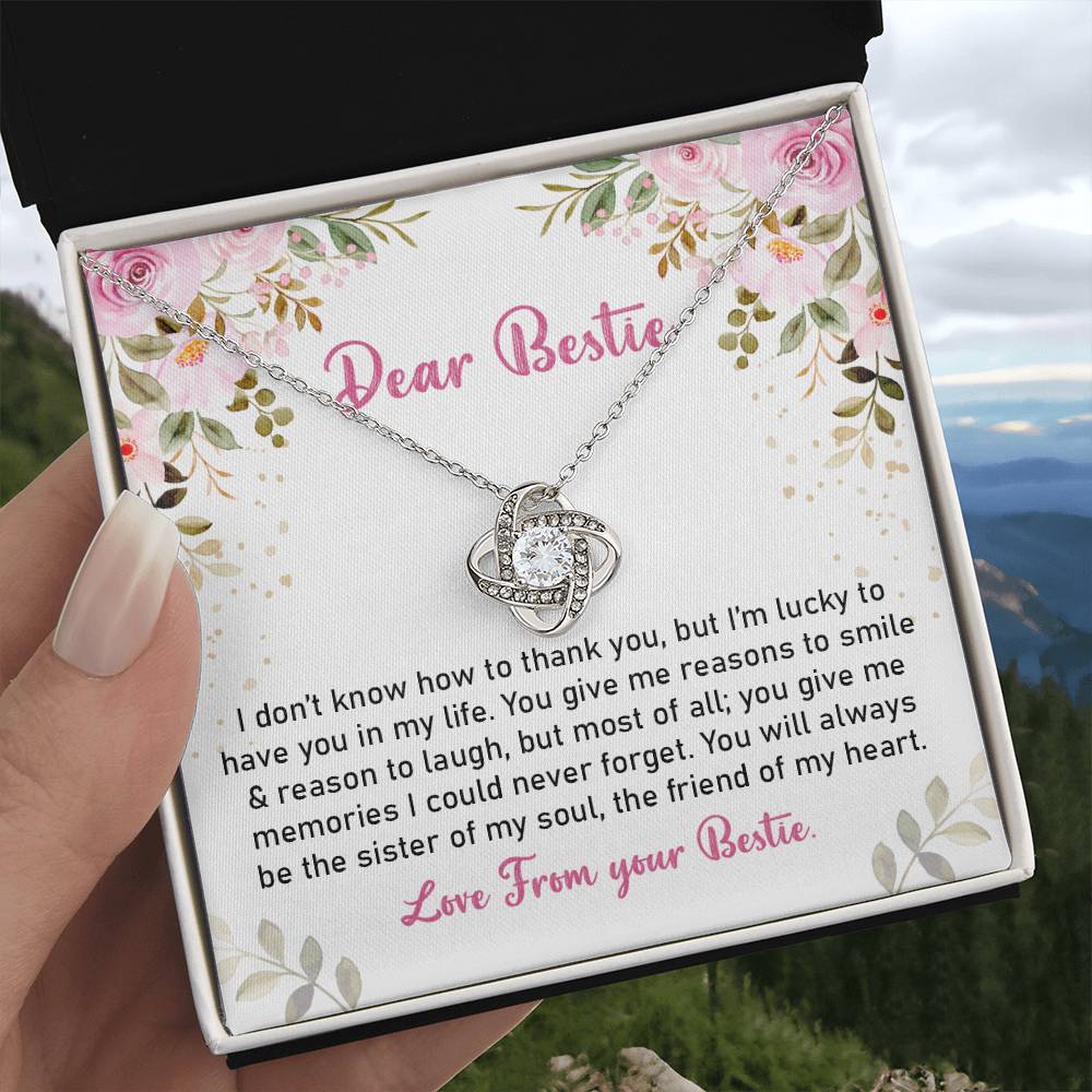 Best Friend Necklace Gift for Her with Floral Message Card from Bestie