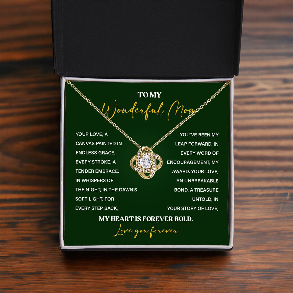 To My Wonderful Mom Necklace with Message Card Gift Box
