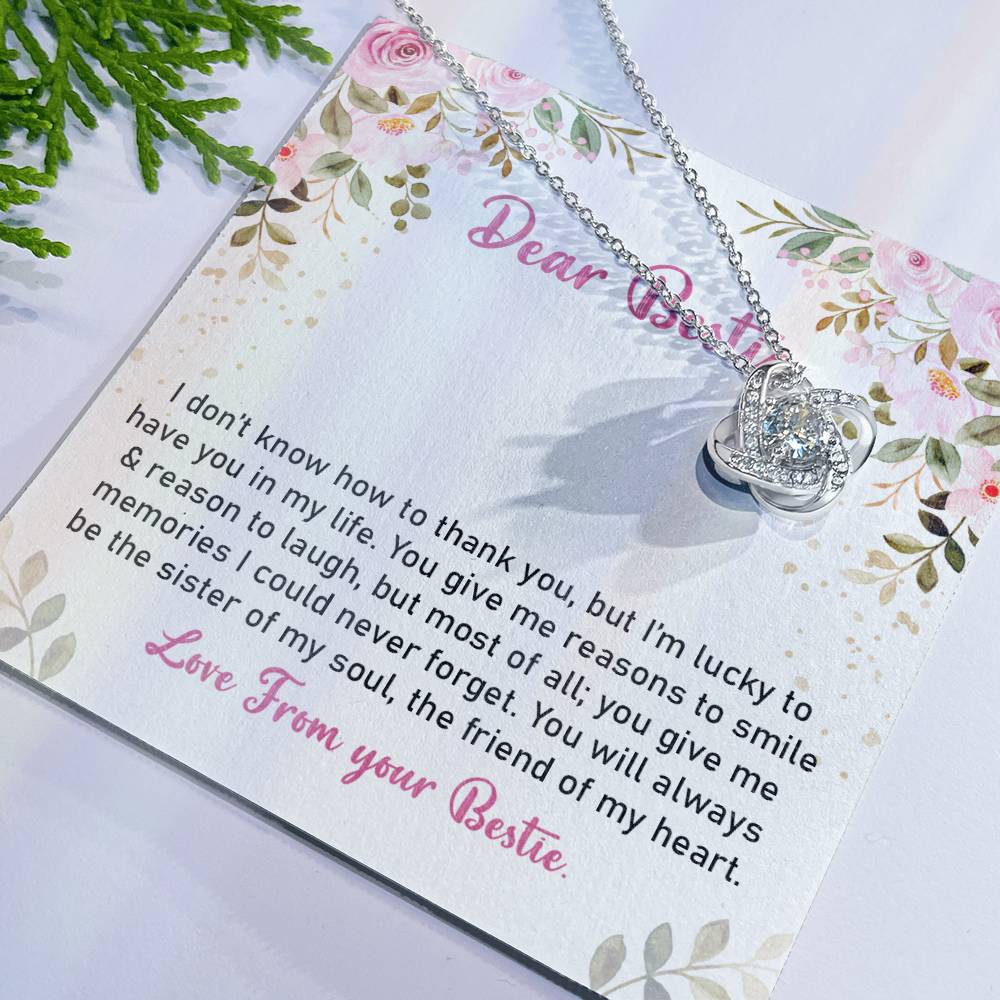 Best Friend Necklace Gift for Her with Floral Message Card from Bestie