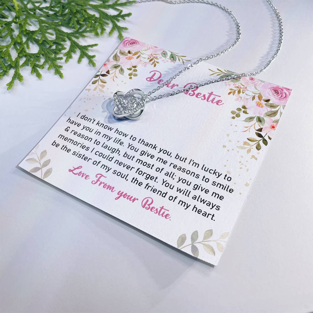 Best Friend Necklace Gift for Her with Floral Message Card from Bestie