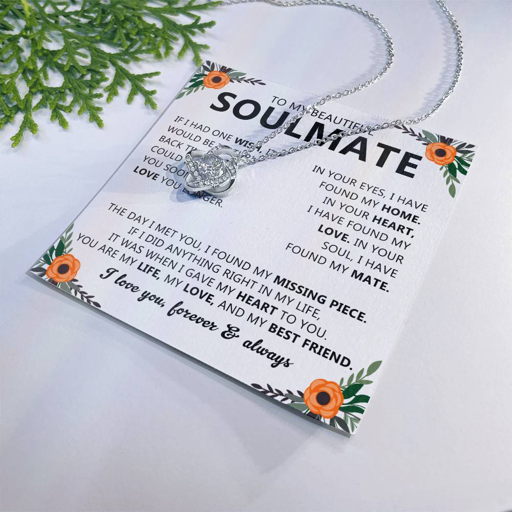 Soulmate Necklace Gift for Women, With Romantic Message Card