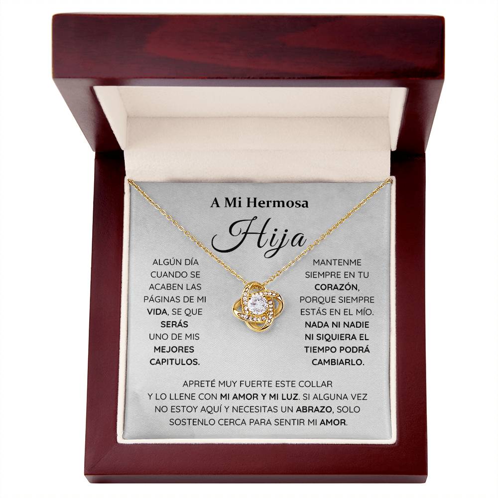 A Mi Hermosa Hija – Collar de Nudo con Tarjeta de Amor Eterno