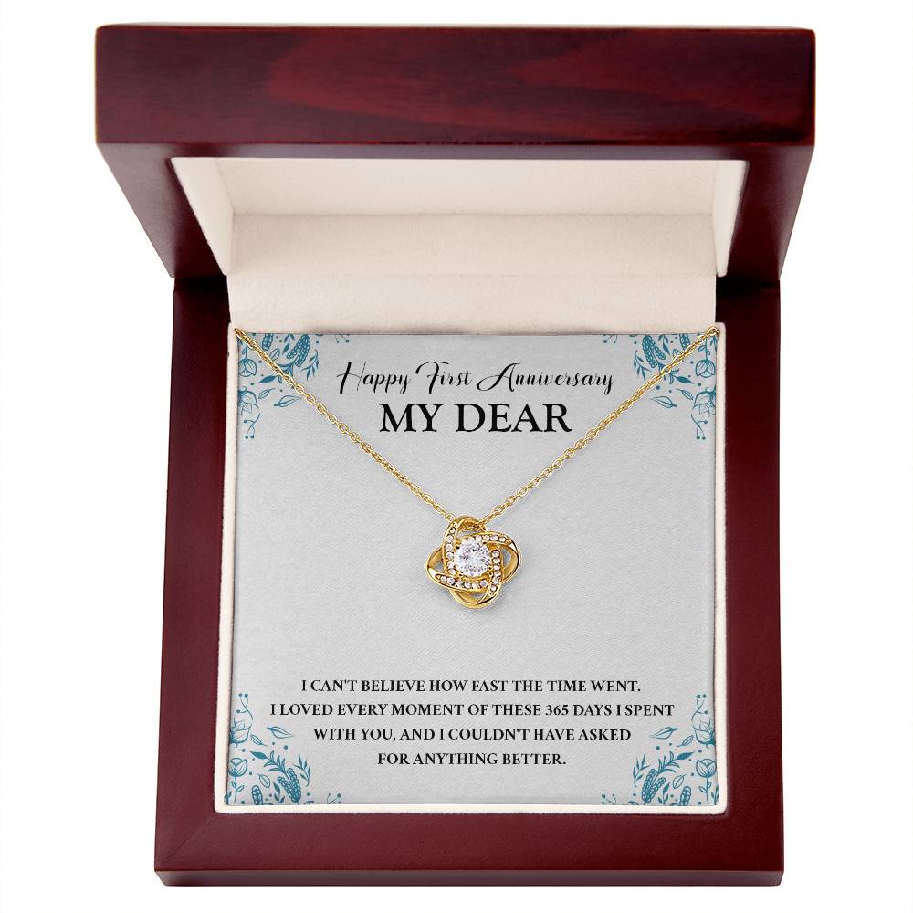 First Anniversary Necklace Gift for My Dear 365 Days of Love Message Card