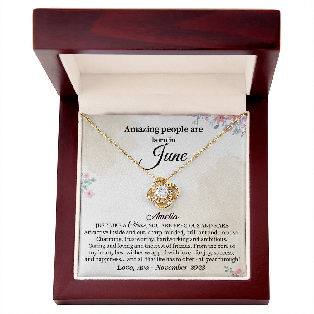 June Birthday Necklace Gift for Her – Elegant Message Card