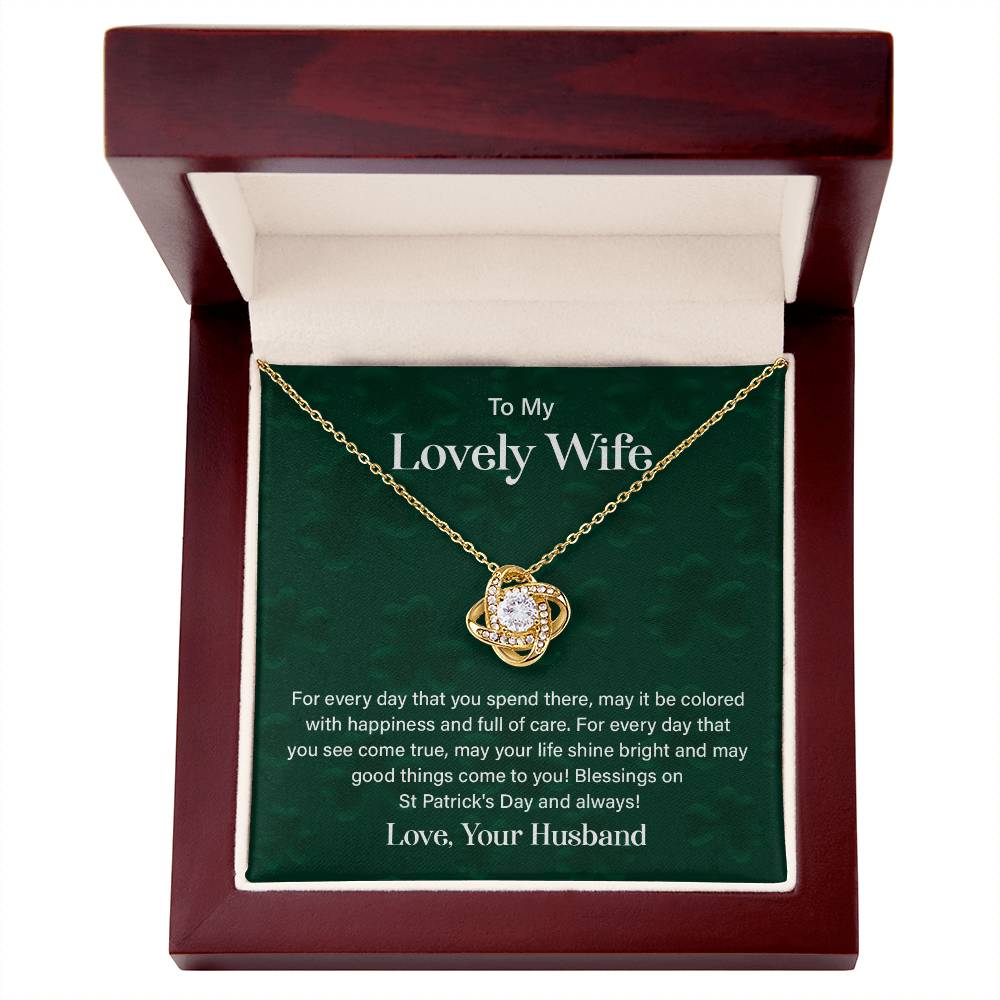Wife St. Patrick's Day Necklace Gift Box & Card