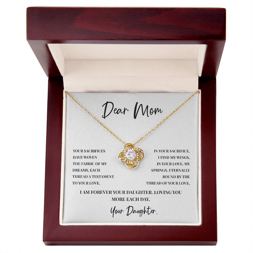 Dear Mom Necklace – Woven Love Gift from Daughter with Keepsake Card