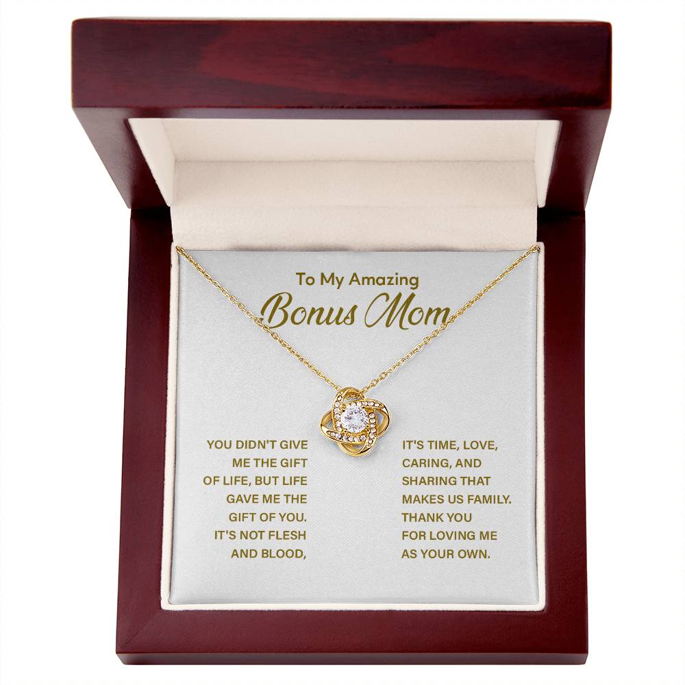 Bonus Mom Necklace with Message Card – Thank You for Loving Me