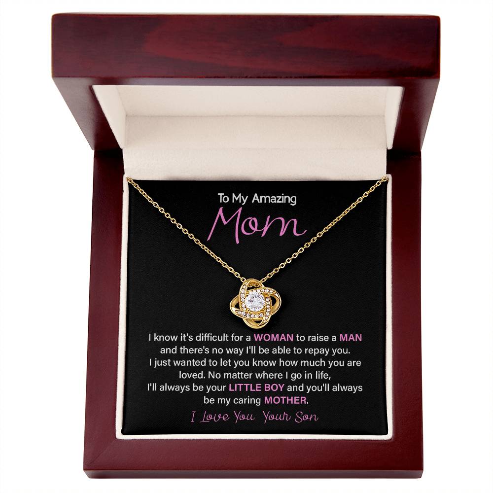 Necklace for Mom from Son – You Raised a Man Message Card Gift