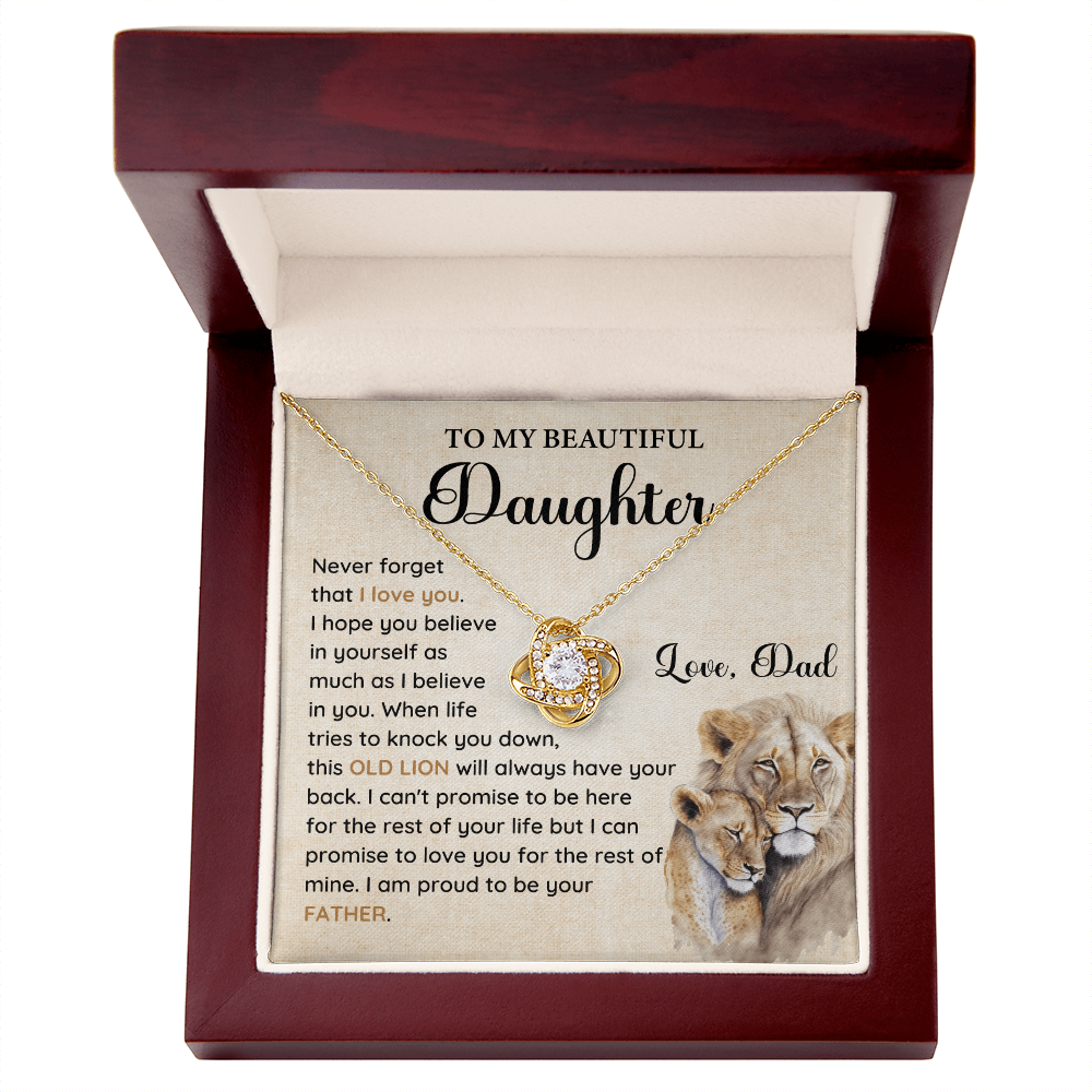 Lion Dad to Daughter Necklace Gift with Message Card