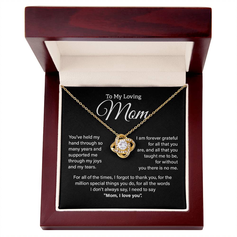 Loving Mom Necklace Gift from Son or Daughter – Thank You Quote Card