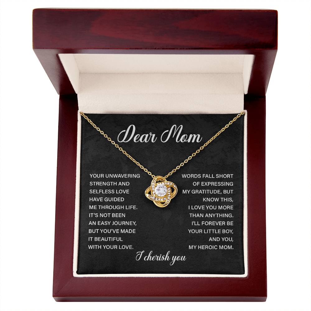 Dear Mom Necklace – From Son to Heroic Mother with Sentimental Card Gift