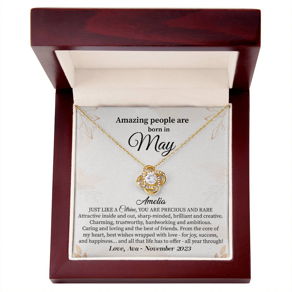 May Birthday Gift for Her – Elegant Necklace with Card
