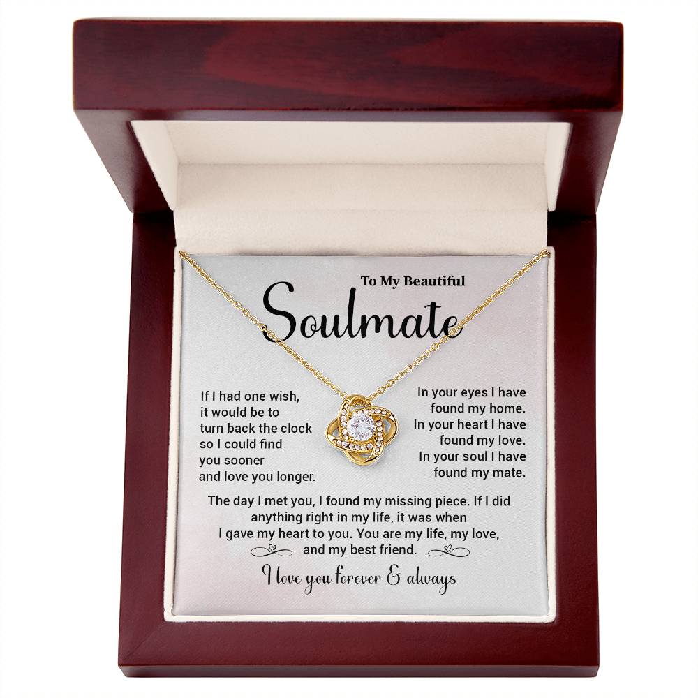 Soulmate Necklace Gift for Her – Love Knot with Message Card