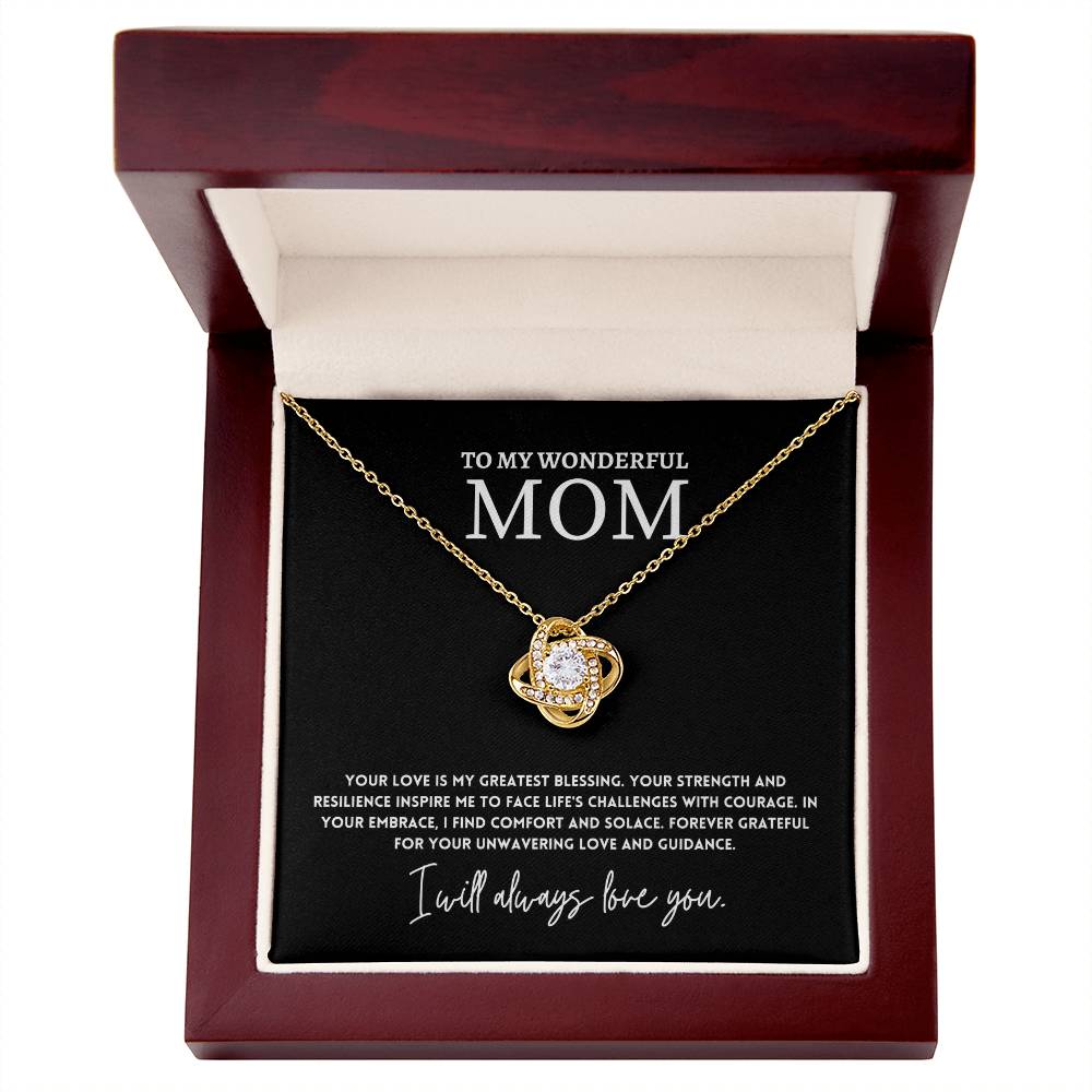 To My Wonderful Mom Necklace Gift with Message Card
