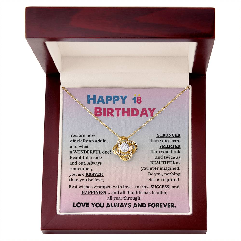 18th Birthday Necklace for Girl – Pastel Message Card Jewelry Gift