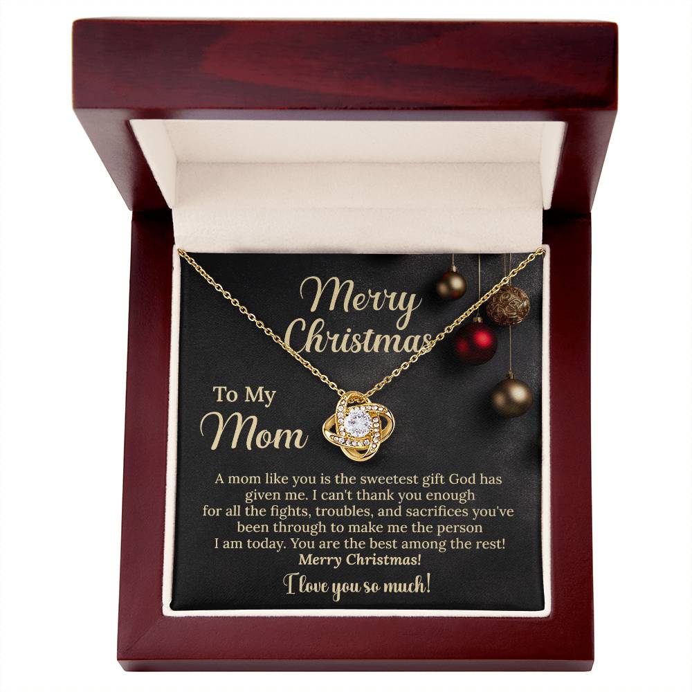 Christmas Necklace Gift for Mom Sweet Holiday Message Card