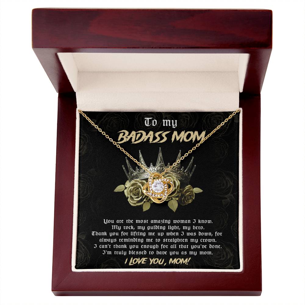 Badass Mom Necklace Gift with Crown Message Card – Fierce & Loving