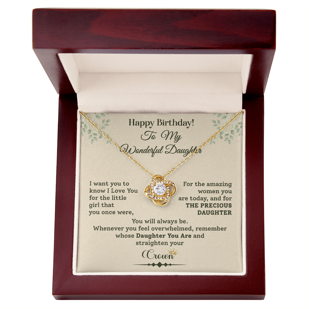 Birthday Necklace Gift for Daughter Crown Message Card