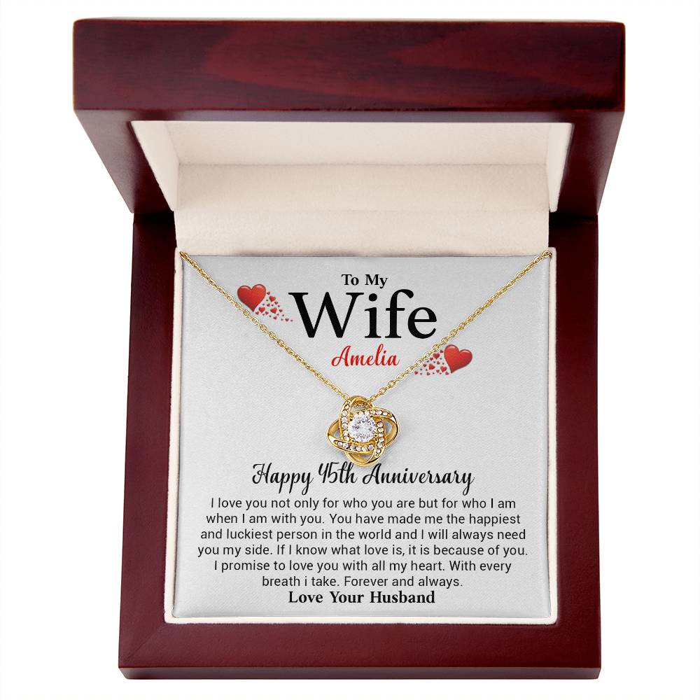 To My Wife Amelia Necklace – Romantic 15th Anniversary Jewelry Gift, Celebrating Love, Happiness, And A Lifetime Together