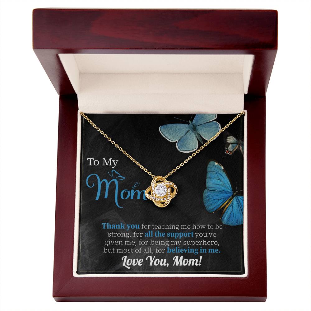 Thank You Mom Necklace – Gift for Believing in Me with Butterfly Card