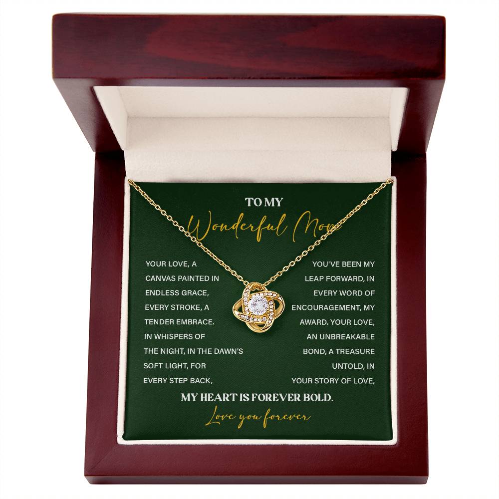 To My Wonderful Mom Necklace with Message Card Gift Box