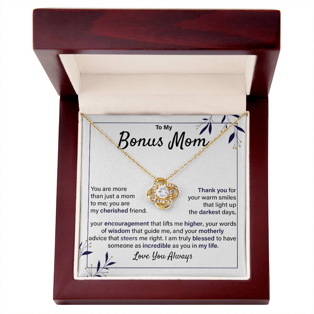 Bonus Mom Necklace Gift from Daughter with Card