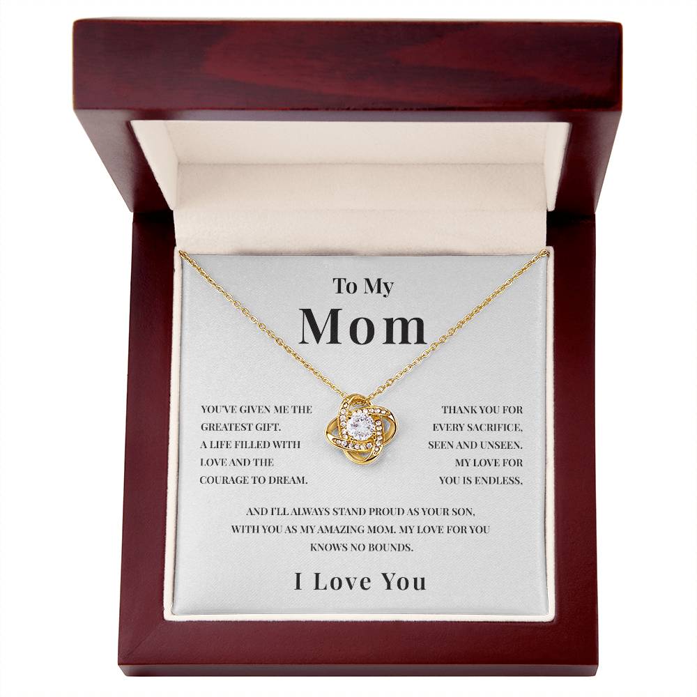 Necklace Gift for Mom from Son with Endless Love Message Card