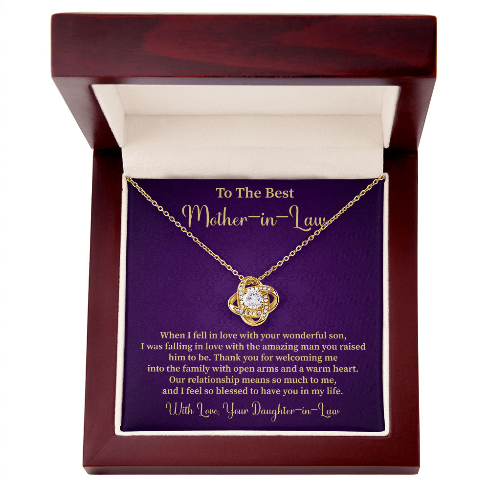Mother-in-Law Necklace Gift from Daughter-in-Law - Pendant with Blessing Message Card