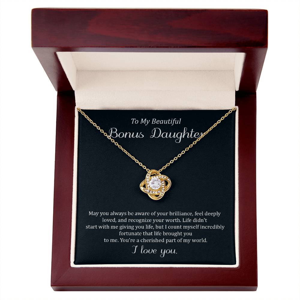Bonus Daughter Gift from Stepmom with Love Knot Necklace