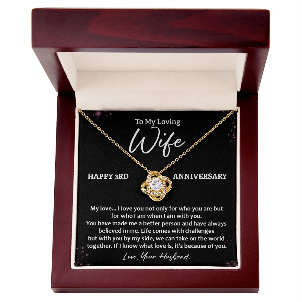 3rd Anniversary Necklace for Wife Loving Gift with Message Card