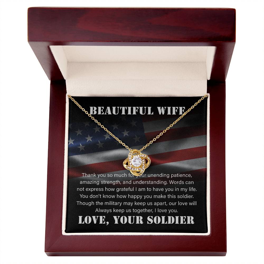 Beautiful wife Love Soldier Love knot Necklace