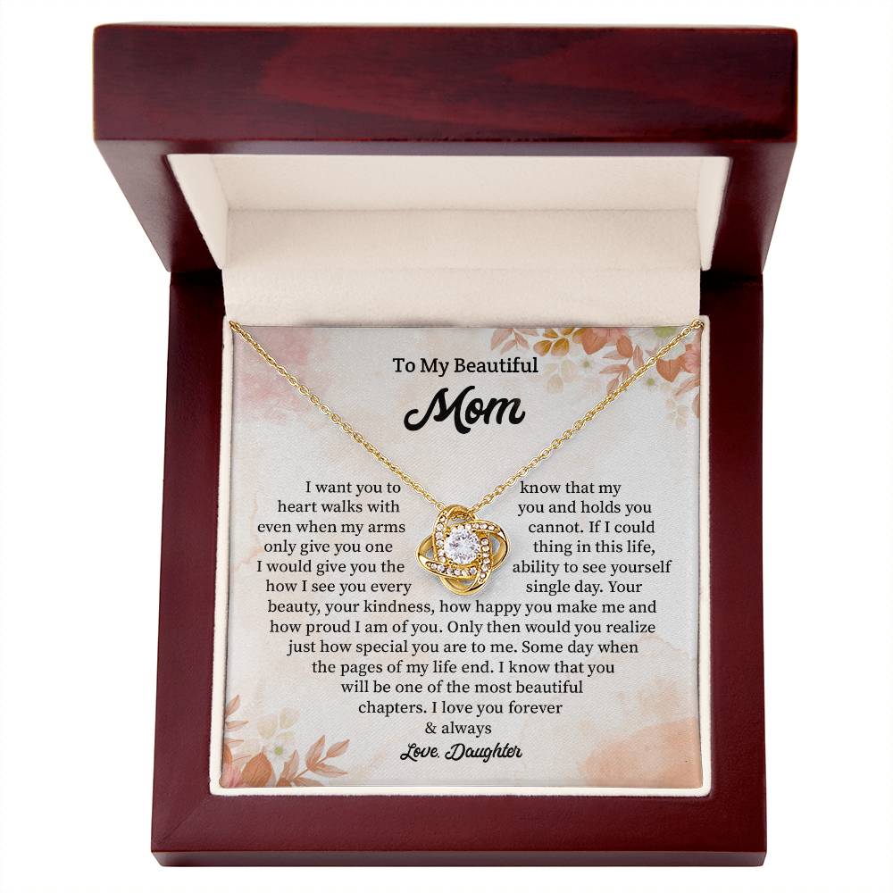 Daughter to Mom Gift Necklace with Message Card