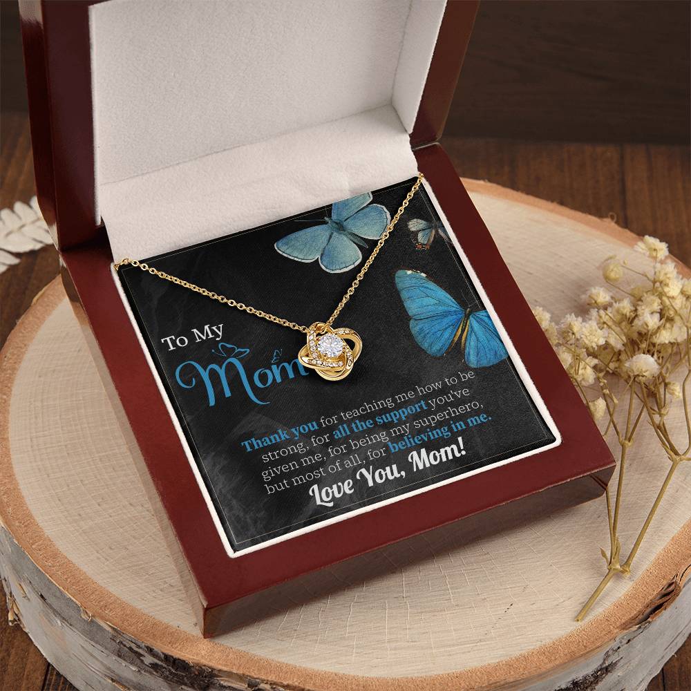 Thank You Mom Necklace – Gift for Believing in Me with Butterfly Card