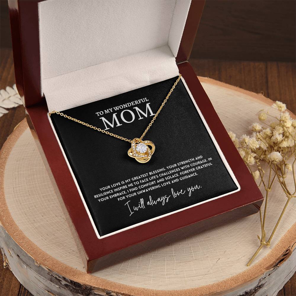 To My Wonderful Mom Necklace Gift with Message Card