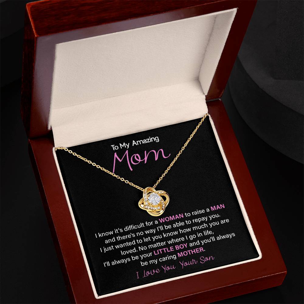 Necklace for Mom from Son – You Raised a Man Message Card Gift