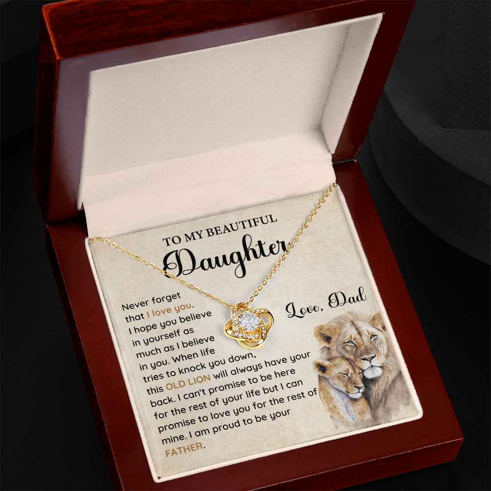 Lion Dad to Daughter Necklace Gift with Message Card