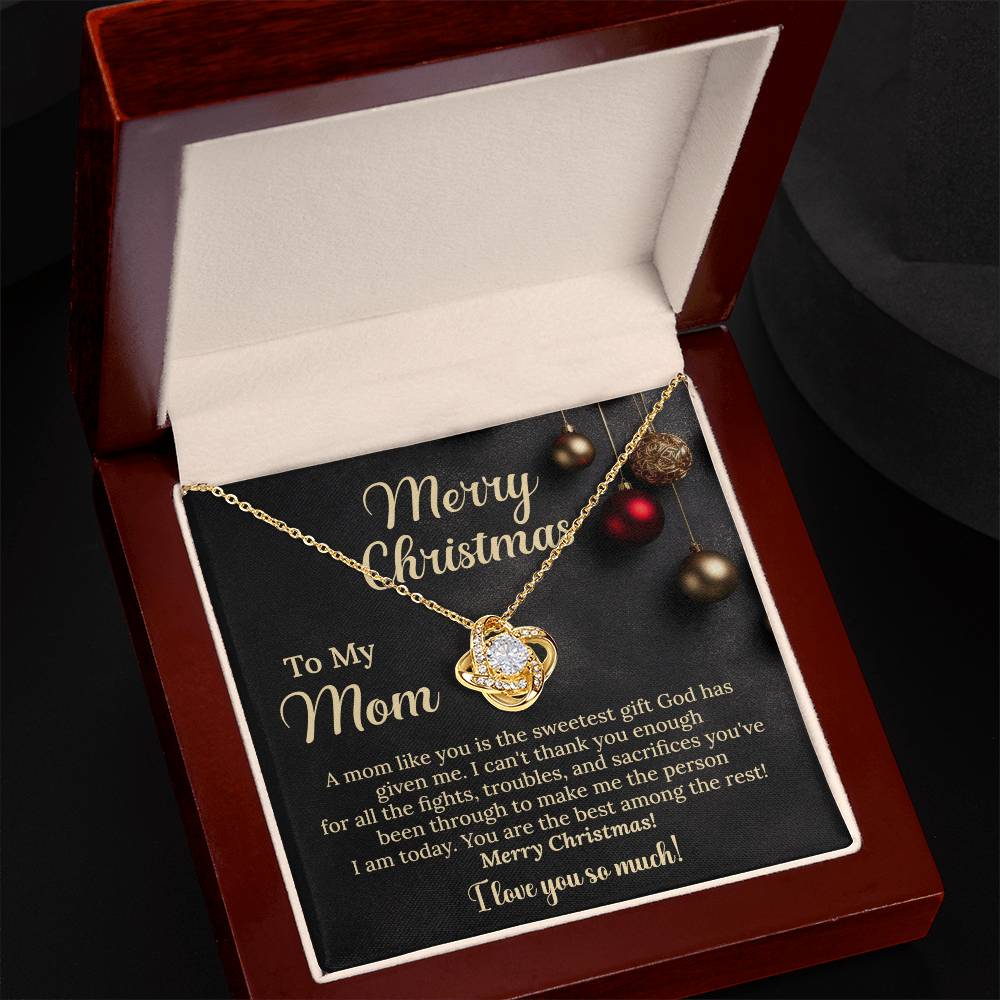 Christmas Necklace Gift for Mom Sweet Holiday Message Card