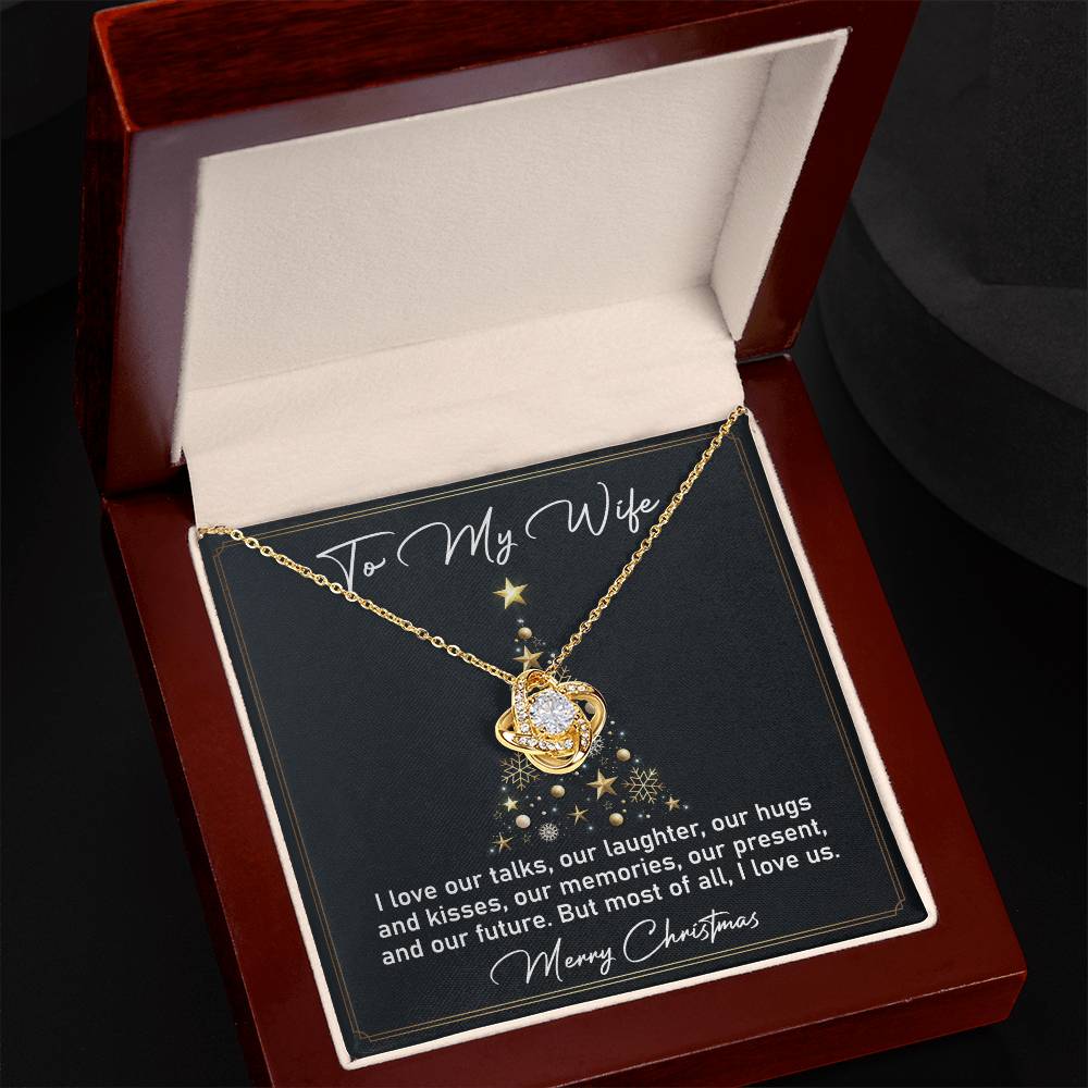 Christmas Necklace Gift for Wife Love Knot Pendant with Romantic Message Card