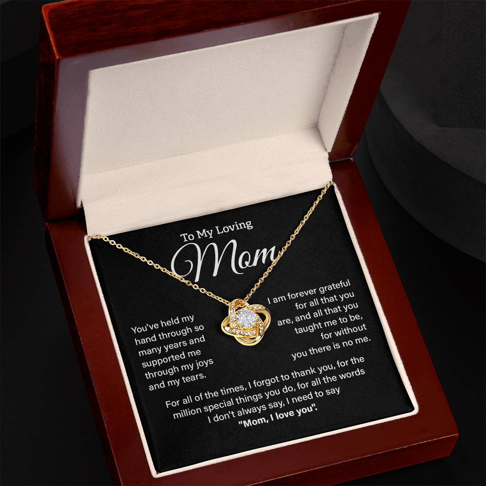 Loving Mom Necklace Gift from Son or Daughter – Thank You Quote Card