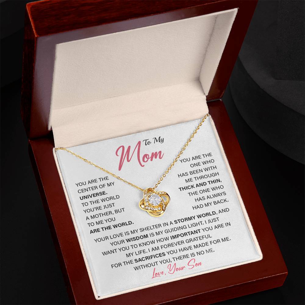 Gift from Son to Mom – Universe Quote Necklace with Keepsake Card