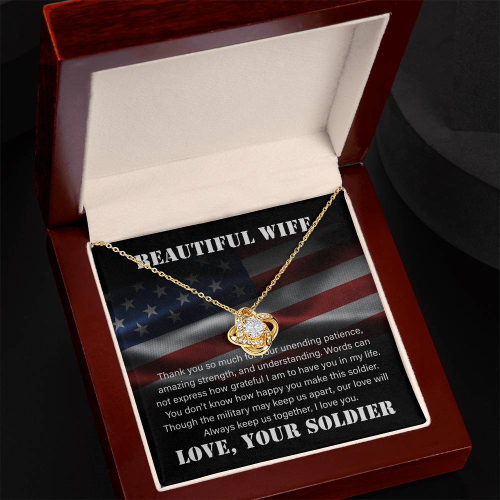 Beautiful wife Love Soldier Love knot Necklace