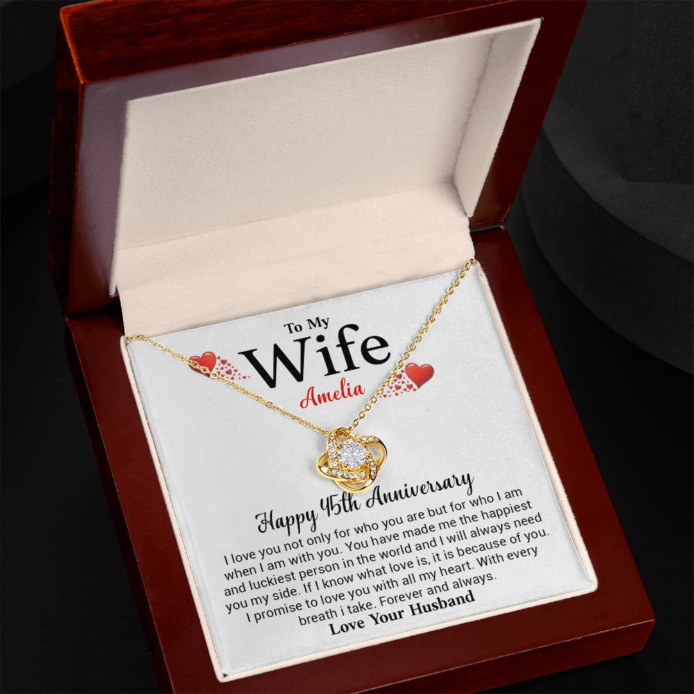 To My Wife Amelia Necklace – Romantic 15th Anniversary Jewelry Gift, Celebrating Love, Happiness, And A Lifetime Together