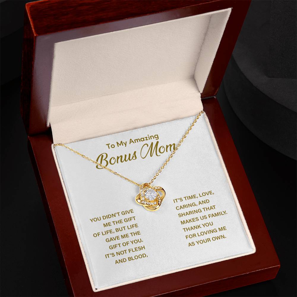 Bonus Mom Necklace with Message Card – Thank You for Loving Me