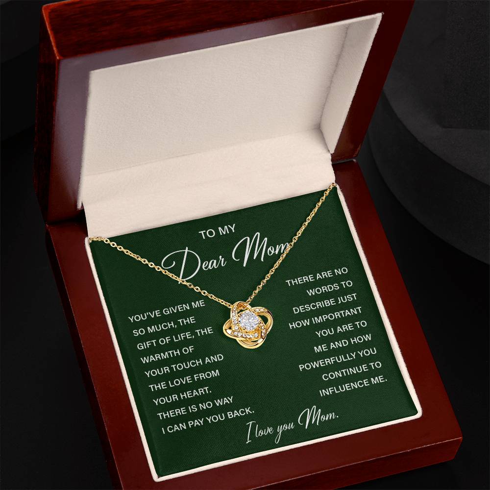 I Love You Mom Necklace with Emotional Gift Note