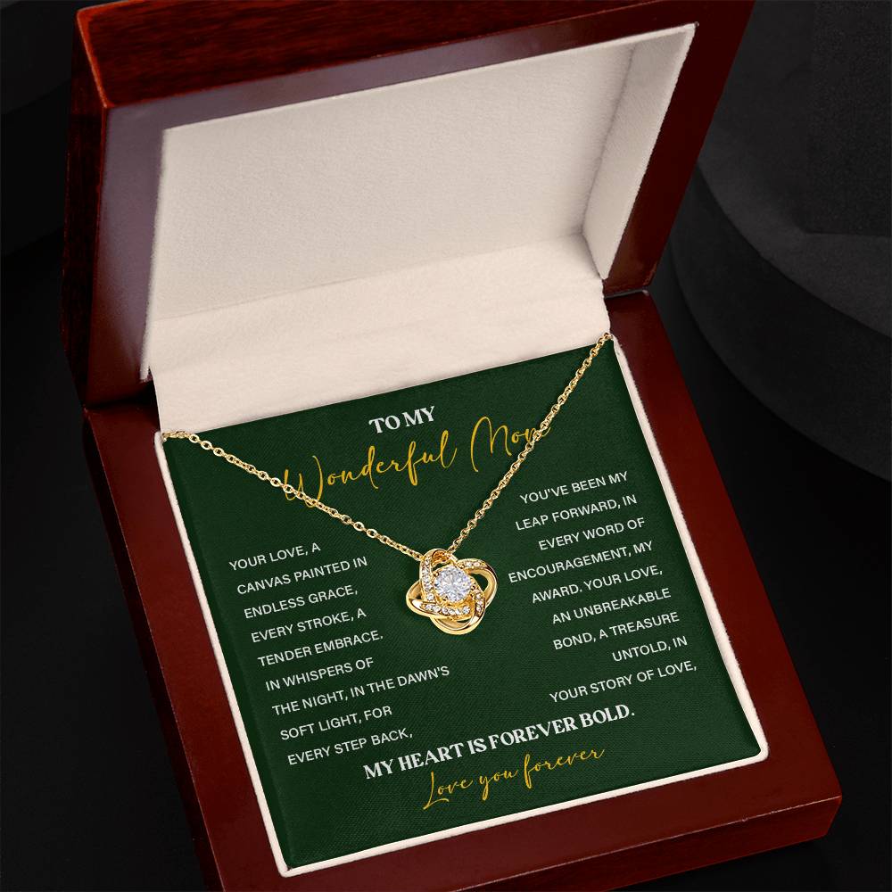 To My Wonderful Mom Necklace with Message Card Gift Box