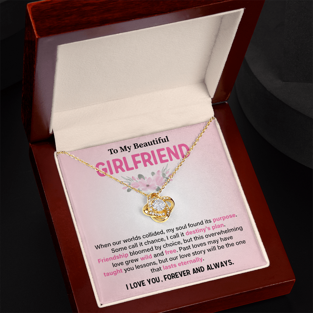 To My Beautiful Girlfriend Necklace Love with Destiny Message Card