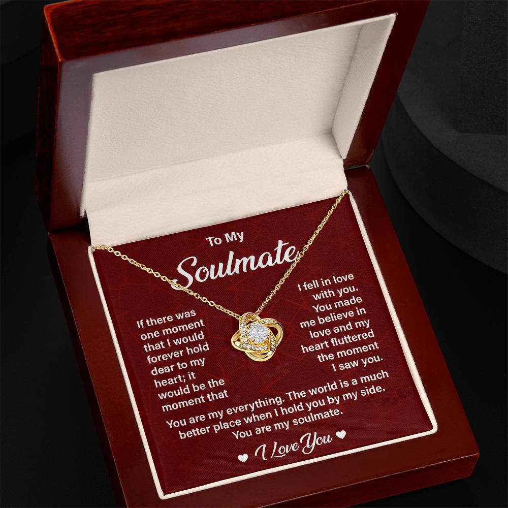 Soulmate Necklace Gift for Her with Love Quote